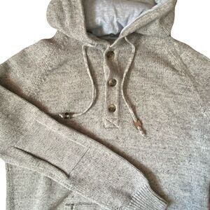 Le 31 Simons Mens Grey Cotton Thick Knit Casual Hooded Pullover Sweater- Sz-L
